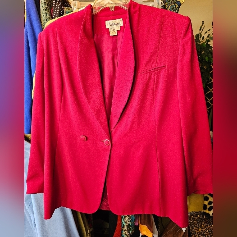 SET!! ELEGANT WORTHINGTON RED 2 PIECE TAILORED SUIT~ SKIRT & BLAZER SET SIZE 16